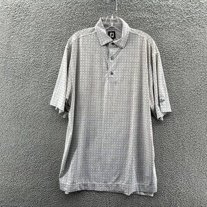 Foot Joy Golf Polo Mens Large Desert Pines Las Vegas Blue Light Gray Checked